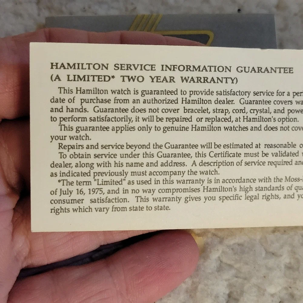 Hamilton Masterpiece Watch Mens OS Gold Excellent Quaker Oats 1990 Vintage Box